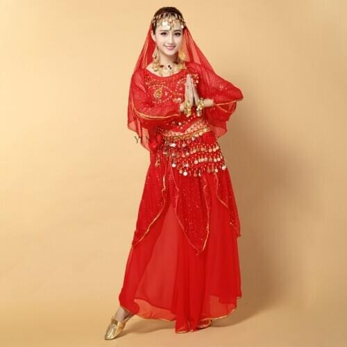 New Indian Dance Belly Dance Stage Performance Costume Adult Dance Practice Suits Bollywood Dress Chiffon Belly Dancing Clothing