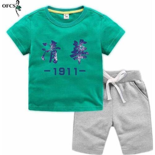 Childrens suit Summer Boys Girls Kids Home Clothing Cartoon short Sleeve baby Sleepwear Suit Day gifts T-shirts and shorts 2pcs