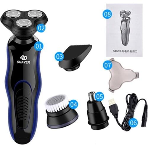 Electric Shavers Shaving Machine 4 In 1 Beard Razors 4D 3 Blades Nose Hair Trimmer Clipper Rechargeable for Mens Electric Shaver