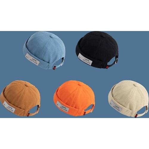Men Docker Cap Skullcap Retro Sailor Cap Beanie Hat Women Love Letter Embroidery Bucket Cap Brimless Hat Skullcap Bonnet Dad Cap