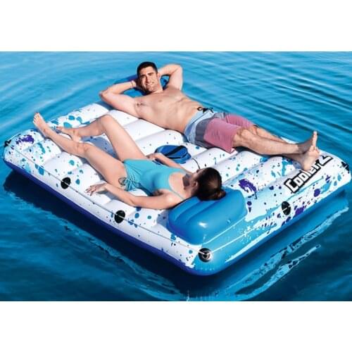 2 people inflatable pontoon ocean rafting boat outdoor beach vacation swimming pool couple inflatable bed