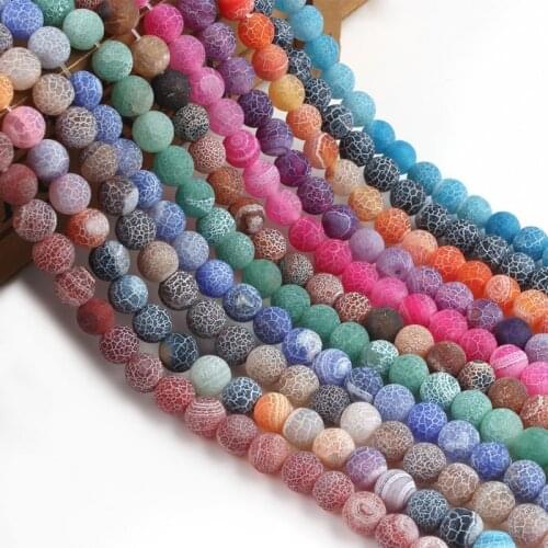 Natural Matte Cracked Dream Fire Dragon Veins Agates Onyx Stone Beads Loose Beads For DIY Jewelry Making Necklace Accessories 1