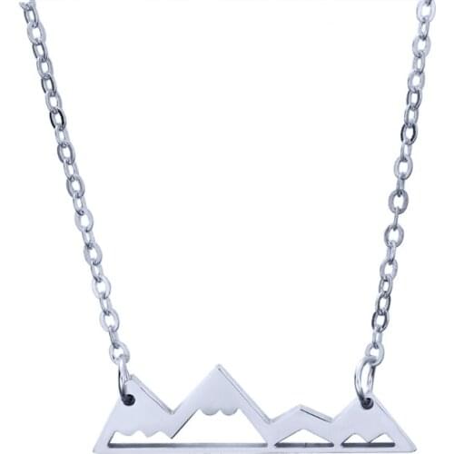 Stainless Steel Snowy Mountain Necklace Natural Mountain Pendant for Women Nature Lovers Skiers Hikers Campers Jewelry