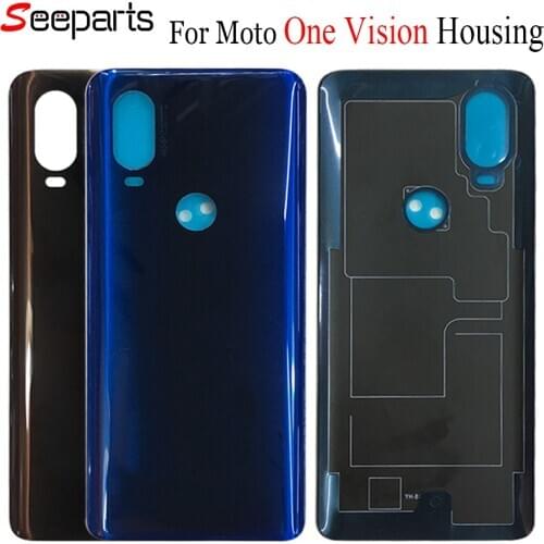 Original Back Cover For Motorola Moto One Vision Battery Cover Case Replacement Part For Moto P50 Housing Rear Glass Back
