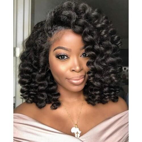 Short Hair Afro Curly Wig Bob Highlight Loose Human Hair Bouncy Curly Wig Fluffy Shoulder Length Natural Wigs For Black Women
