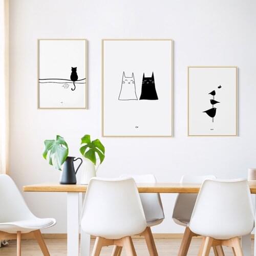 Nordic Cat Posters And Prints Wall Pictures For Bathroom Wall Pictures Baby Kids Room Decor