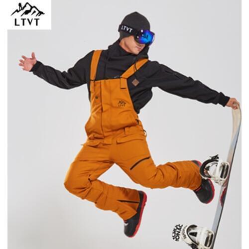 LTVT Single Board Female Double Snowboard Bib Waterproof Black Winter Ski Indoor Ski Suspenders New Snow Women Ski Pants
