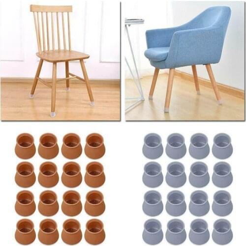16pcs Silicone Table Chair Leg Mat Non-slip Chair Rubber Feet Pads Protection Bottom Cover Pads Wood Floor Protector Safely Pads