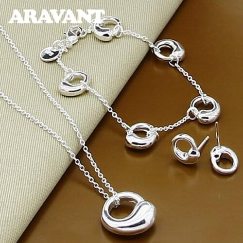 Wedding Jewelry Sets 925 Silver Necklaces Bracelets Chains Earrings For Women Fashion Jewelry Party Gifts