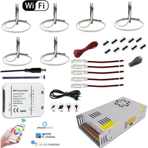 Smart 30M 20M WiFi LED Strip Light RGB RGBW RGBWW Tape Diode Neon Ribbon tira fita 12V 5050 Flexible Light With WiFI Controller