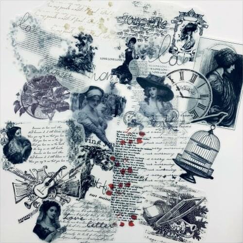 Vintage Old Newspaper Ladiry Stickers DIY Scrapbooking Base Collage Mobile Computer Diary Happy Plan Gift Sealing Decoration