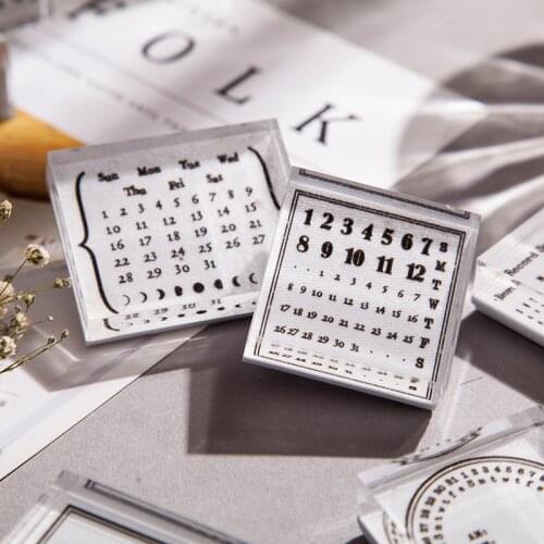 Vintage Remark Monthly Calendar Stamp DIY Acrylic Rubber Stamps For Scrapbooking Stationery Scrapbooking Standard Stamp