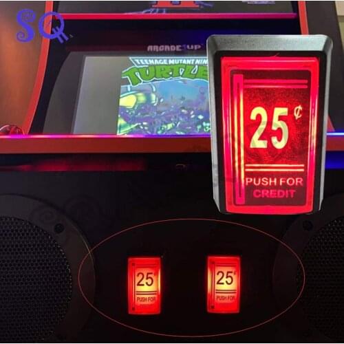 1pcs 25 Cent Red Push For Credit Arcade Coin Operated Game LED Push Button with Micro Switch