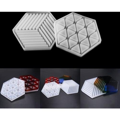 1pcs Coaster Cup Tray Resin Silicone Mold Hexagon Symmetrical Pattern UV Epoxy Resin Mold For DIY Crafts Home Decoration Tool