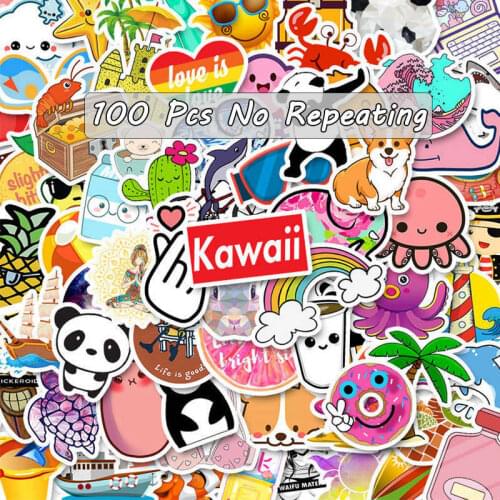 10/50/100Pcs Pack Simple Girl Cute Cartoon Sticker Decal for Laptop Luggage Guaitar Skateboard Toy Waterproof Stickersr Sticker