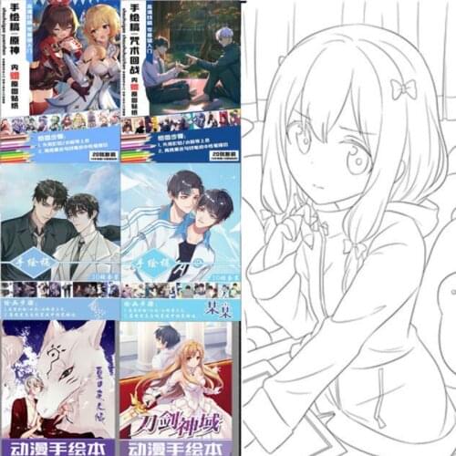 5pcs Cartoon anime line draft Genshin Impact hand-painted Coloring book student beginnings adult paint by numbers drawing robot