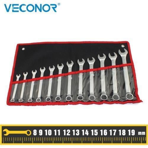 12PCS Combination Wrench Set Open and Box End Universal Combo Spanner Kit Auto Repair Hand Tools For Car Motor Bicycle 8-19mm