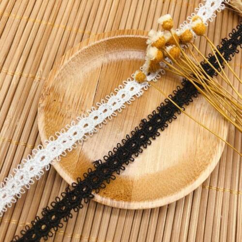 15 Yards Water Soluble White Black Lace Fabric Flower Exquisite Sewing Accessories Embroidered Lace Edge Trim 9mm Width