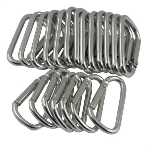 20pcs Aluminum Carabiner D-Ring Key Chain Clip Snap Hook Camping Keychain