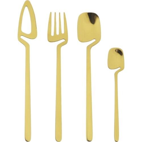 4Pcs/Set Knife Fork Tea Spoon Dinner Tableware Set Gold Cutlery Set 304 Stainless Steel Dinnerware Party Silverware Flatware Set