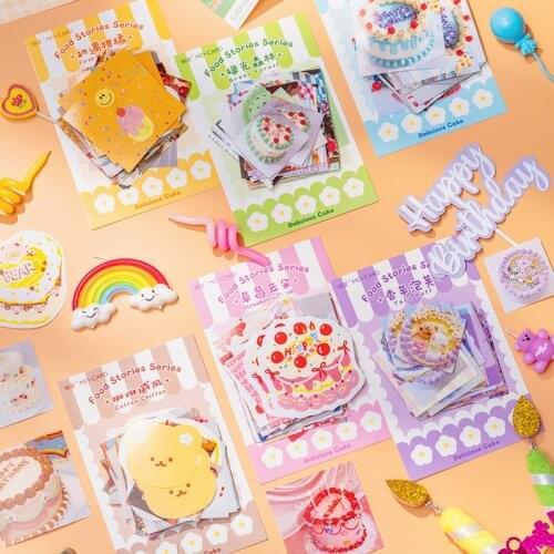 46pcs/festival birthday cake delicious food cartoon decoration stickers hand account diary album scrapbook stationery stickers
