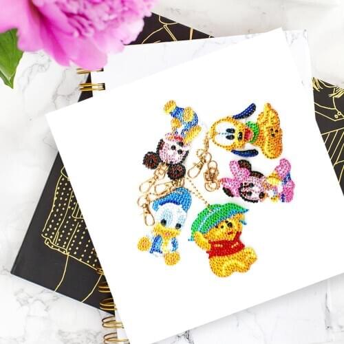 5pcs DIY Full Drill Special Shaped Drill Cartoon Diamond Painting Keychain Women Bag Decoration Diamond Mosaic Cross Stitch