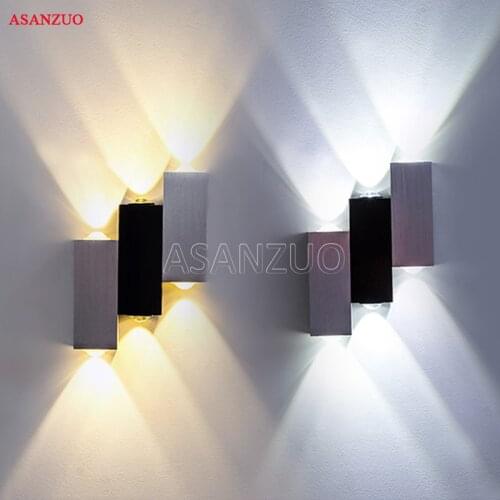 AC85-265V 6W LED wall lamp bedroom bedside lamp simple double-headed corridor aisle TV backdrop decorative Aluminum Wall lights