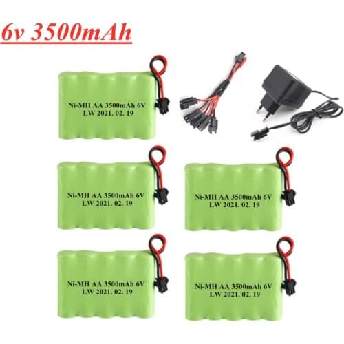 6v 3500mAh NIMH Battery Pack and Charger For RC Toys Cars Boats Robots Tanks Gun AA 3000mAh 6v Rechargeable Battery Pack SM Plug