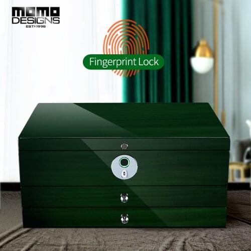 Wooden jewel box Fingerprint lock Jewelry and Watch storage display wood piano boxes NEW arrivals