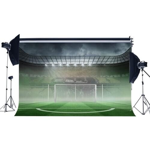 Football Field Backdrop Indoor Stadium Stage Lights Grass Meadow Dark Cloud Sports Match School Game Background