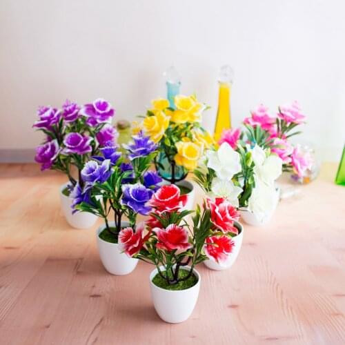 7Heads Artificial Narcissus Flower Potted Bonsai Home Office Hotel Ornament Fake Plants Bonsai Christmas Halloween Party Supply