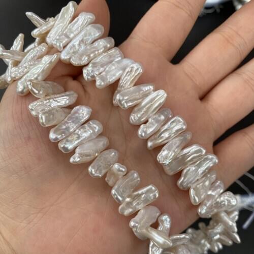 Fine White Natural Freshwater Baroque Pearl Irregular Beads for Jewelry Making DIY Bracelet Necklace Earrings Size 5x20-6x22mm