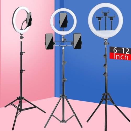 6-12" Selfie Ring Light Photography Led Rim Of Lamp With 4 Mobile Holder Support Tripod Stand Ringlight For Live Video Streaming