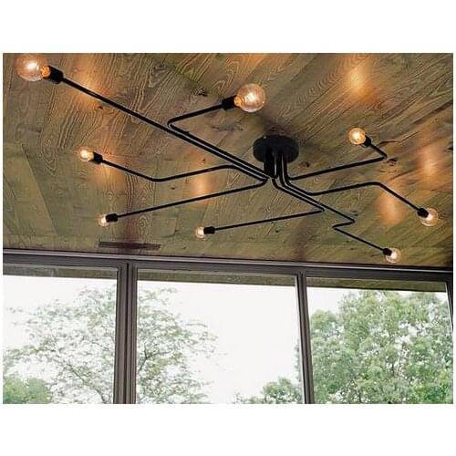 Wrought iron 4 heads 6 heads 8 heads Multiple rod ceiling dome lamp creative personality retro nostalgia cafe bar ceiling light