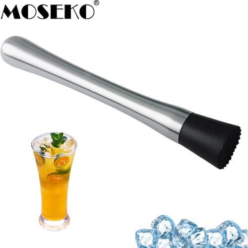 MOSEKO Stainless Steel Bar Cocktail Mint Muddler DIY Drink Fruit Crushed Ice Cocktail Mixer Muddler Bartenders Barware Bar Tools
