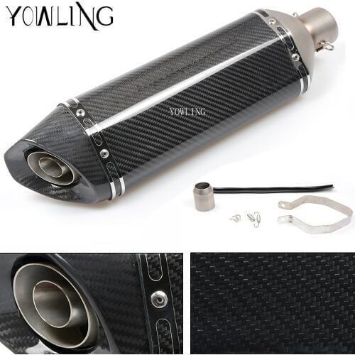 Inlet 35-51mm Modified Motorcycle Exhaust Pipe Muffler Exhaust Mufflers Real Carbon Fiber Stainless Steel Exhaust
