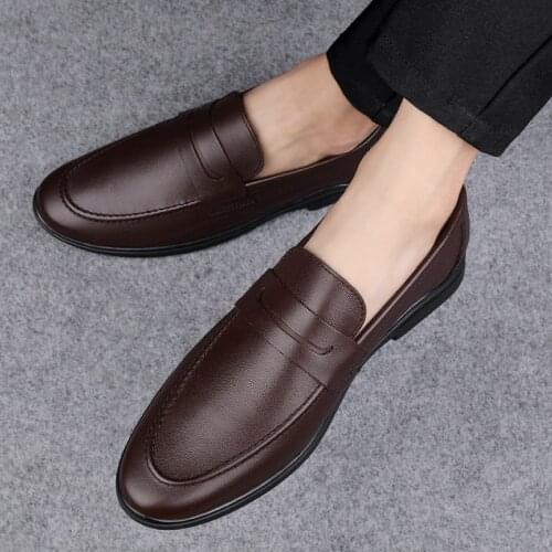 Fashionable Youth trend Loafers Shoes mens genuine leather slip-on High Quality handmade mens leisure Outdoor driving shoes