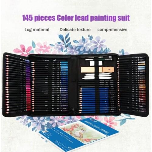 145PCS Drawing Painting Sketch Kit Set with Pencil Erasers Sharpener for Artist Beginner Student Stationery Sketching Supplies