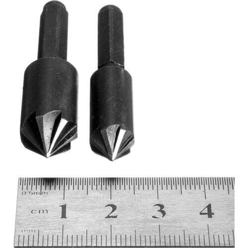 2pc 7 Flute Countersink Tool Bit Set Counter Sink Hcs Chamfering Cutter Rose Reamer Chamfer 1/4 Inch(6.35mm) Hex Shank Drill Bit