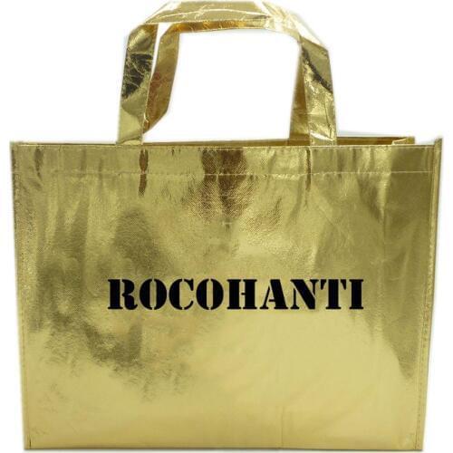 30*40*10CM 50X factory doule thick high quality Laser film non woven shopping gift bags for promotion custom logo printing