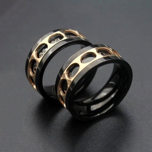 8mm 316L Stainless Steel Wedding Band Ring Roman Numerals Black Cool Punk Rotating Spinner Rings for Men Women Jewelry