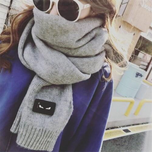 Solid Imitation Cashmere thicken Warm Scarf Fashion Women Dual use Shawl Warm in Winter Lady Little monster Decorative Wraps