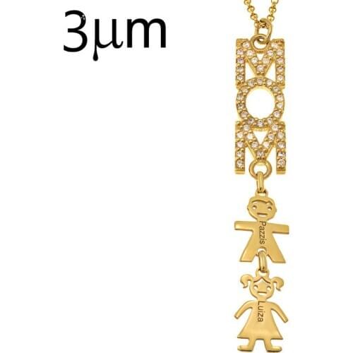 3UMeter Mom Name Necklace Pendant Custom Necklace Zirconia Necklaces Personalized Inlay MOM Necklace With Baby Feet Mothers Day