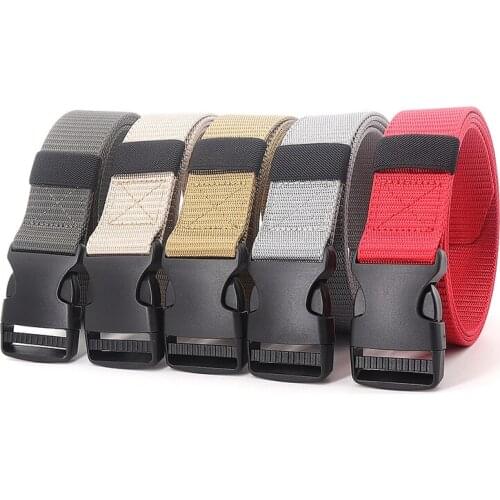 3.8cm Wide Men and Women Quick Release Buckle Casual Denim Belt Outdoor Military Training Adjustable Tactics Extended Army Belts