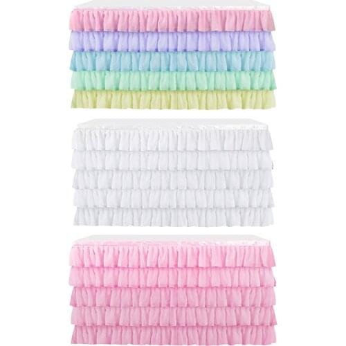 Romantic Table Skirt Chiffon Tulle Table Skirt For Wedding Birthday Party