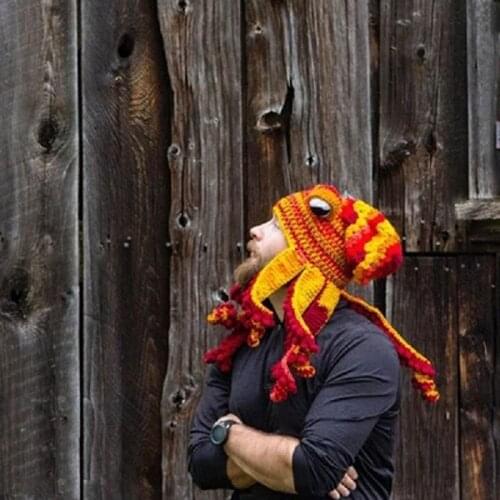 Christmas Couple Hand Knitted Knitted Wool Hat Party Fun Tricky Headwear Octopus Hat New Year Halloween Dropshipping