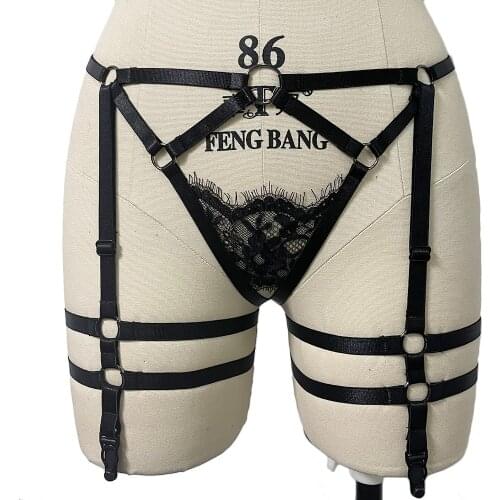 Sexy Harness Lace Garter Women Rave Wear Bondage Stockings High Waist Garter Goth Leg Adjustable Body Cage Harness