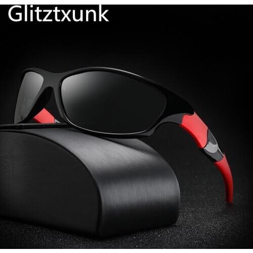 Glitztxunk Polarized Sunglasses Men UV400 Classic Square Mirror Retro Sports Glasses Men Driving Sun Glasses Lentes De Sol Hombr