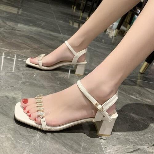 Rhinestone Pearl Gentle Girl Open Toe Ladies Sandals Summer New Fashion Elegant Style Exquisite High Heels