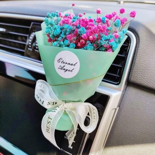 Dry Flower Gypsophila mini bouquet car perfume Air Conditioning Air Outlet Fragrance Clip Eternal flower car Ornament Freshener